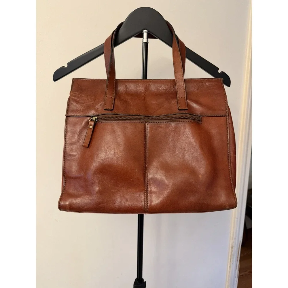 Banuce Full-Grain Italian Vegetable-Tanned Leather Satchel Handbag Red/Brown
